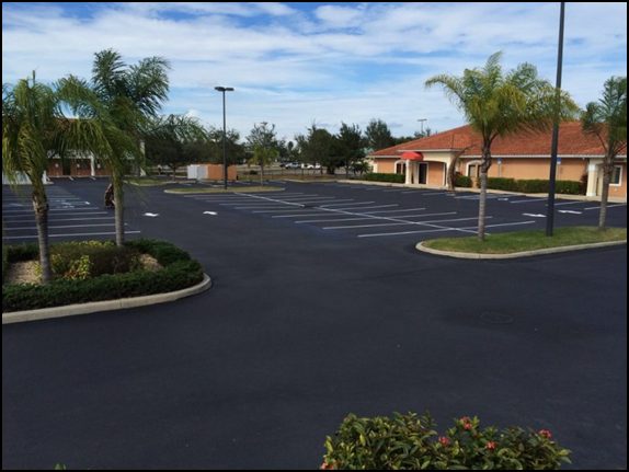 Parking lot freshly sealcoated for protection