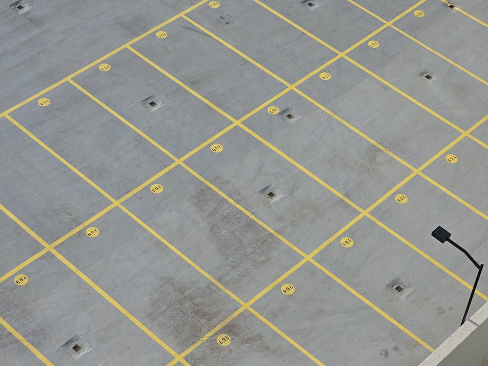 an empty parking lot.