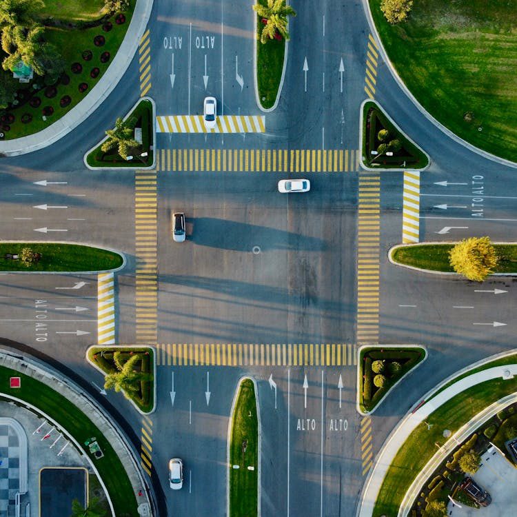 Aerial view of an intersection