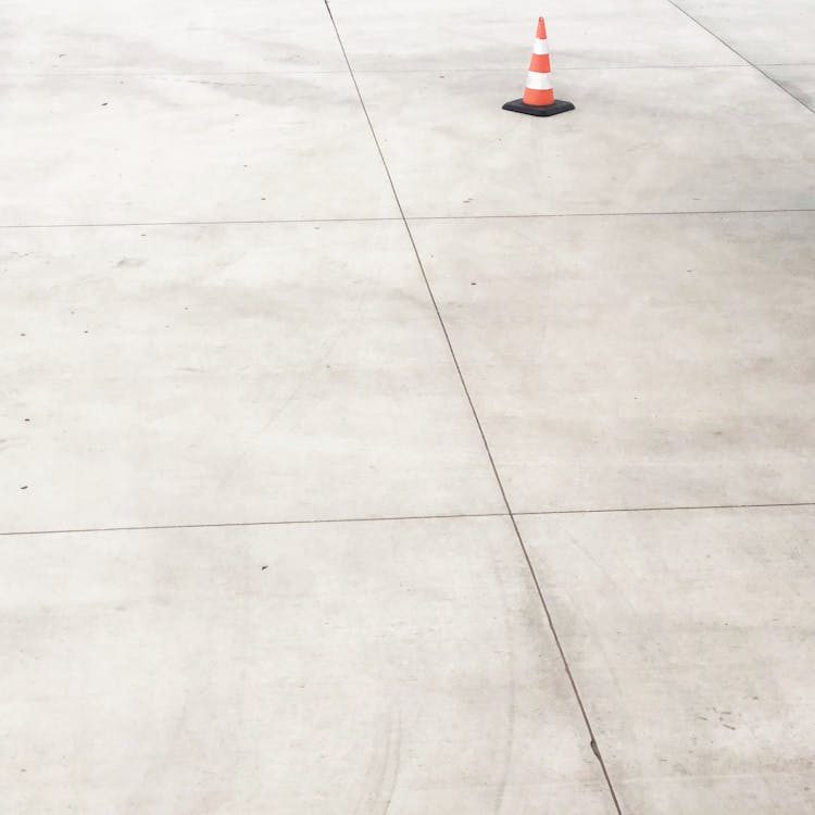 a concrete floor.