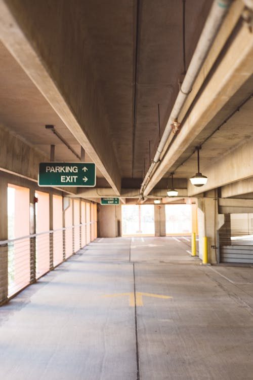 a concrete parking lot.