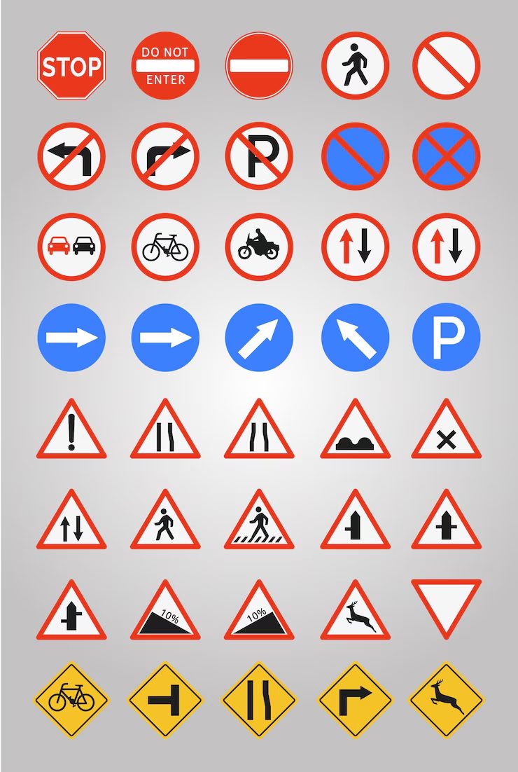 Collection of essential road signs drivers must follow for safety