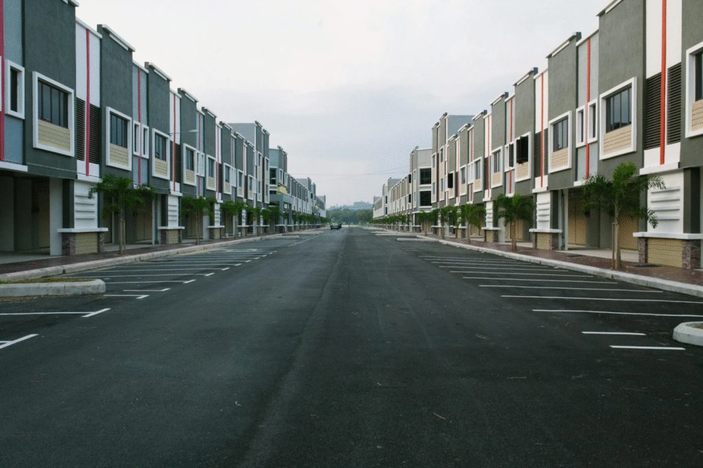 An asphalt road.
