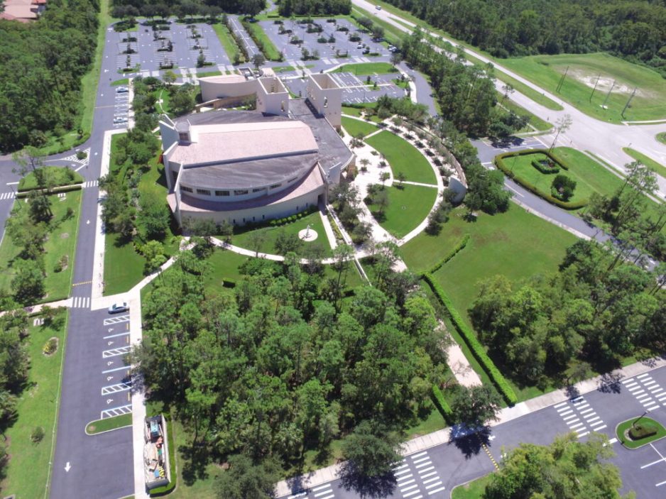 High-angle view of asphalt paving in Sarasota done by Asphalt Sealers.