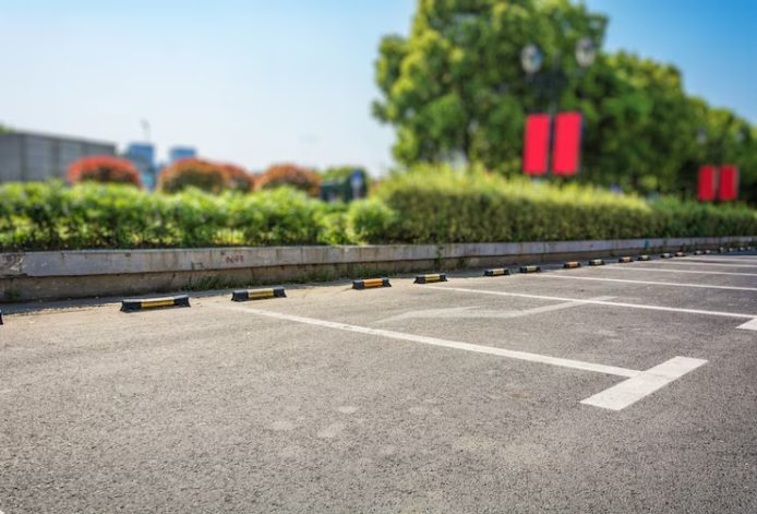 A parking lot with properly marked spaces
